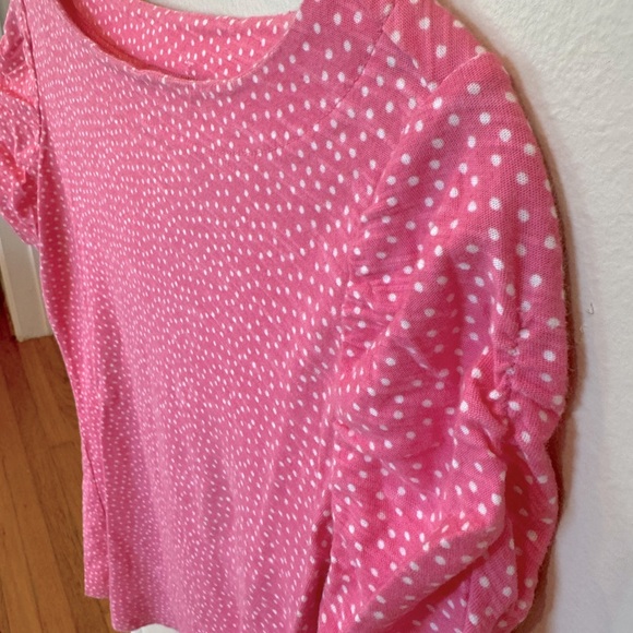 Lilly Pulitzer Tops - Lilly Pulitzer Pink Puff Sleeve Tee White Dots Boatneck Short Sleeve Cotton